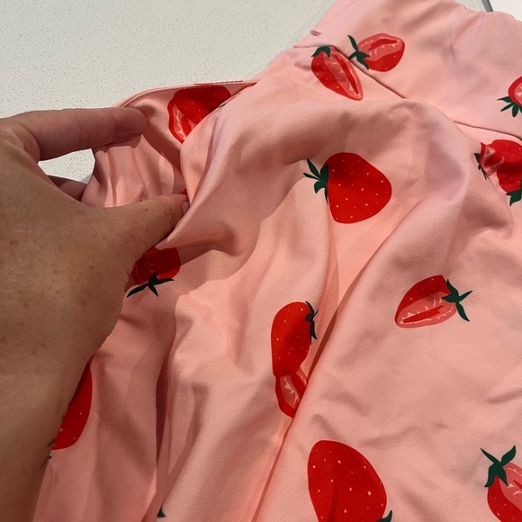 NEW Belle Poque Strawberry Print Tie Waist Skirt-Medium - Picture 6 of 10